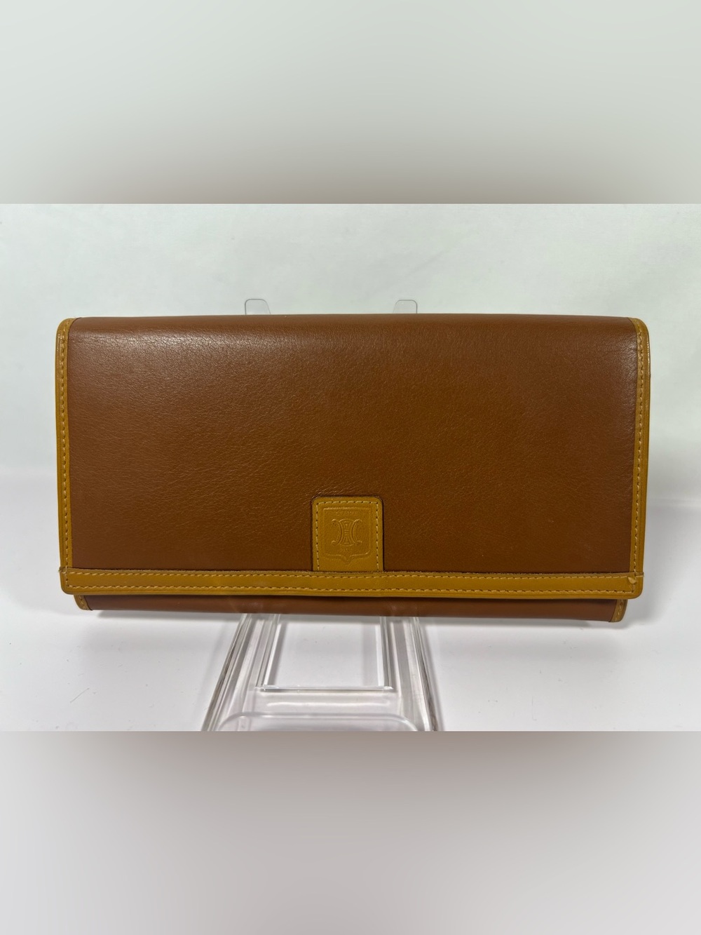 1203:  Vintage Celine Triomphe Logo Leather Continental Wallet
